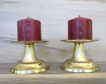 Vintage set of 2 Brass Candle Holders,Small candle holders,Plated Candle Holders/2.25" Tall/