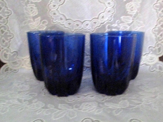 Vintage Anchor Hocking Cobalt Blue Glasses, Set of 4, 10 Oz - Etsy
