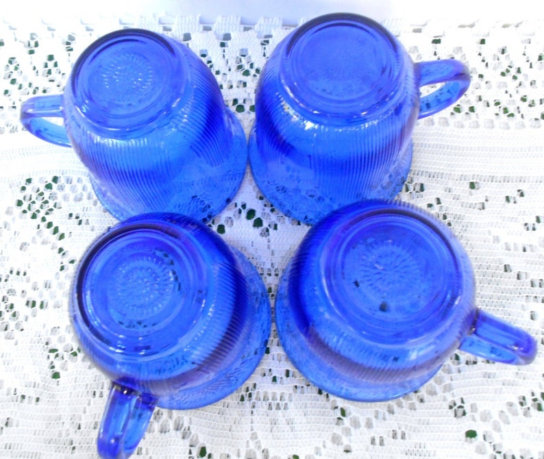 Vintage 4 Cobalt Blue Glass Coffee Cup With Handle Fortecrisa Etsy