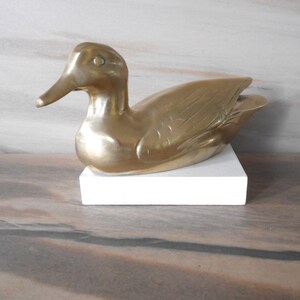 8 &quot;L Messing Entenfigur, massive Messing Entenstatue, Messingvogelfigur, Geschenk für Tierfigurenliebhaber,