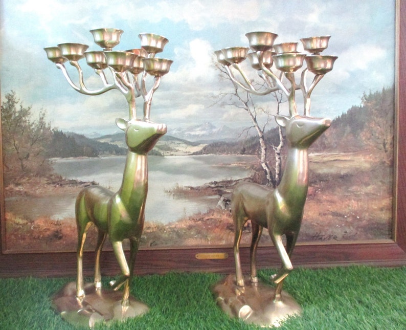 19.75 Tall Brass Deer Candle Holder for 10 Candleone Etsy