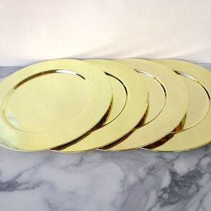 4 Brass Chargers,12&quot; D Gold Metal Trays, Large Brass Plates, Serving Trays,Dinner Table Decor