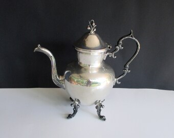 Vintage Silver on Copper Pitcher with Attached Lid,11.5" H Footed Pitcher,Made by SHEFFILD