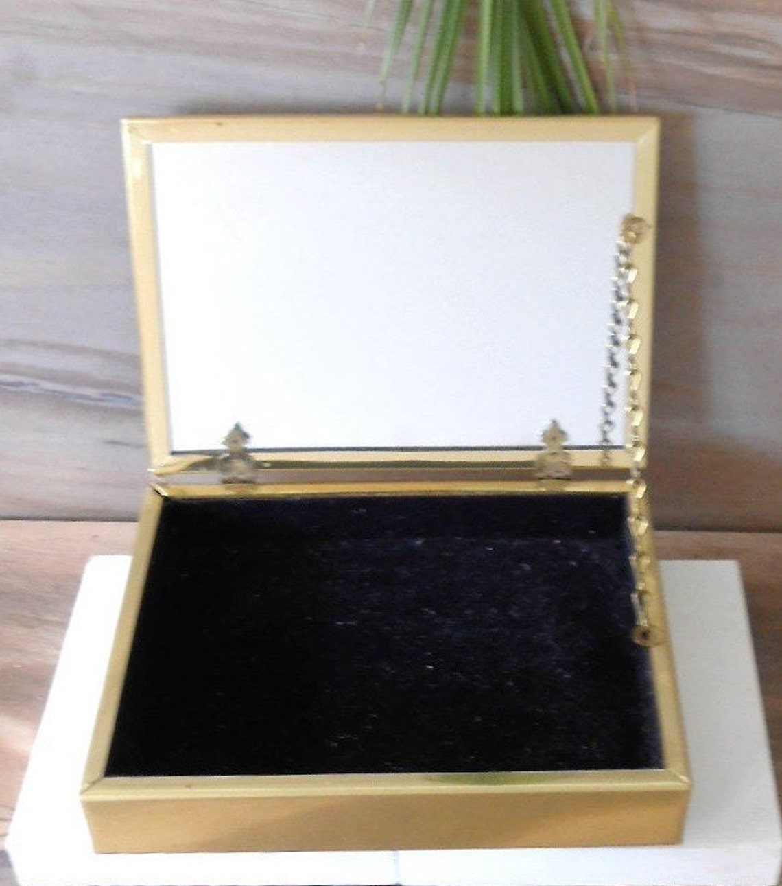 Vintage Brass and Mirror Trinket Box With Norman Rockwell Etsy