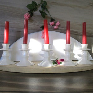 Vintage White Porcelain Candlesticks/set of 5/Octagonal Shape 3.75&quot; T Taper Candle Holder,Made in Japan by NIKKO,Wedding Table Decor