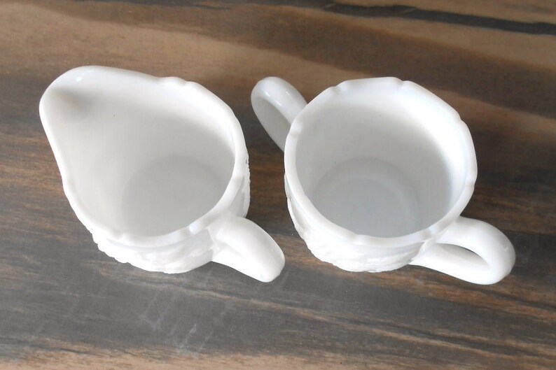 Vintage Milk Glass Sugar and Creamer Set Creamer Sugar Bowl Etsy