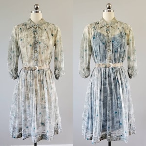 Doorschijnende jurk uit de jaren 40 van Doris Dodson Jurk uit de jaren 40 Vintage damesjurk uit de jaren 40, maat Small