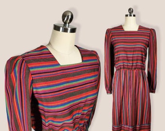 1970s Striped Dress with Pockets 70s Dresses 70's Women's Vintage Size Small/Medium