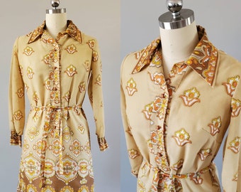 1970s Dress by Toni Todd 70's Shirt Dress 70s Women's Vintage Size Medium