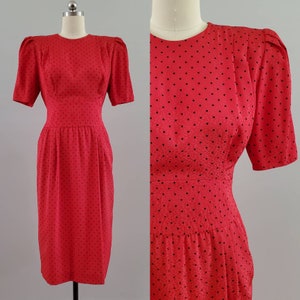 1990s Polka Dot Dress by Liz Claiborne 90s Swing Dress 90's Women's Vintage Size Large image 1