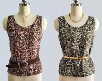 1990s Reversible Tank Top Blouse - 90s Fashion - 90s Women's Vintage Size Large