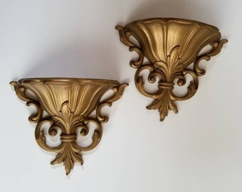 1960s Wall Sconces 2pc Set 60's Wall Hangings 60s Home Decor