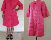 1950s Pink Quilted Satin Robe by Sears With Original Tag NOS 50s Lingerie 50 39 s Sleepwear Women 39 s Deadstock Vintage Size Small