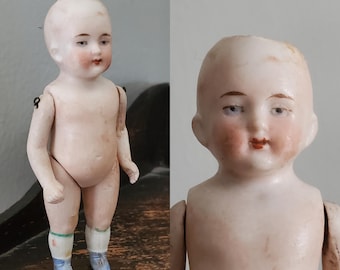 German Miniature Bisque Doll 4.5" Tall - Antique Miniature Doll's Doll - Collectible Dolls