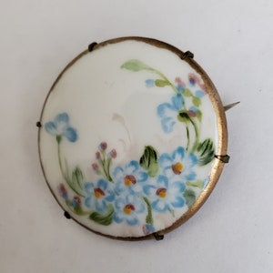 Victorian Hand Painted Ceramic Brooch Pin Victorian Jewelry Victorian Fashion image 2