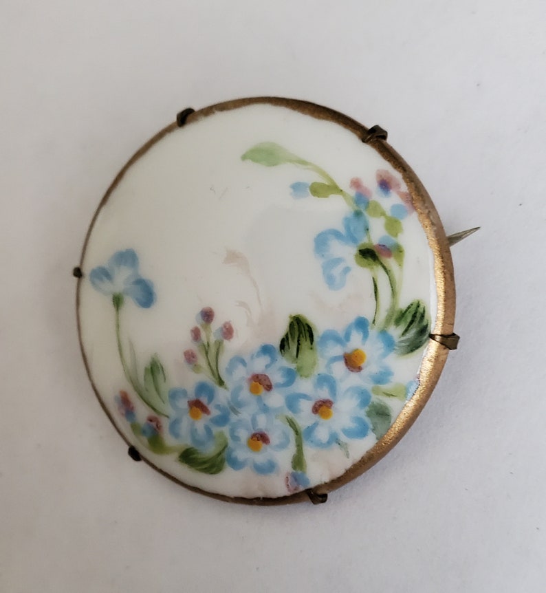 Victorian Hand Painted Ceramic Brooch Pin Victorian Jewelry Victorian Fashion image 2