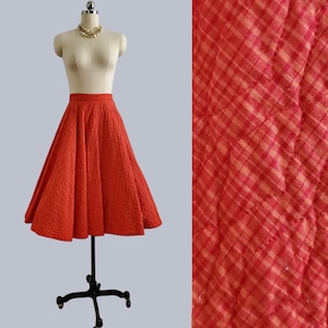 1950s Quilted Cotton Circle Skirt by Ardee Sportswear California - 50s Cotton Skirt - 50s Women&#39;s Vintage Size Small - 24&quot; Waist