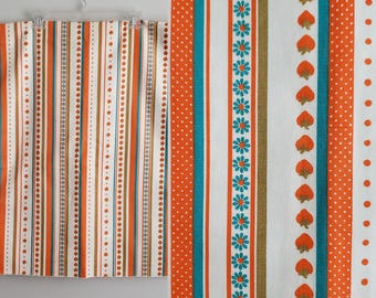 1960s/70s Mixed Print and Striped Fabric - 96"x44" - Just Under Three Yards - Vintage Sewing - Psychedelic Fabric - Vintage Cotton Fabric