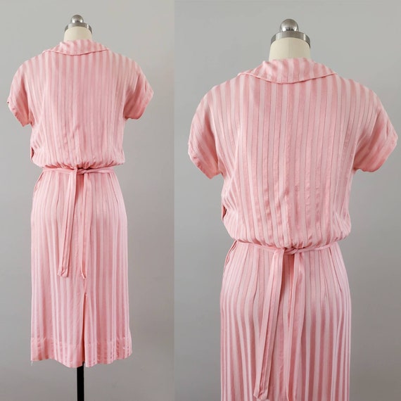 1940s Pink Dress with Attached Belt 40s Day Dress… - image 8