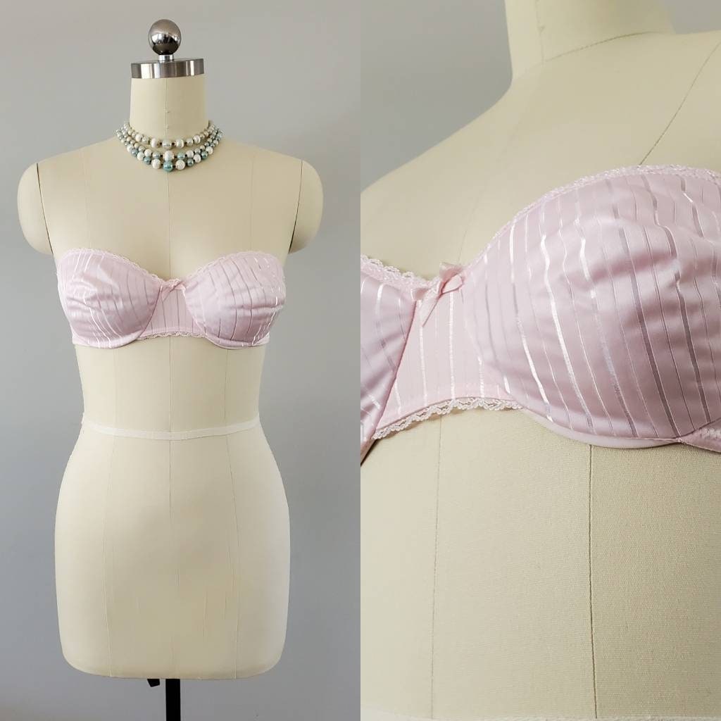 1980's Pink Strapless Bra 80s Lingerie 80's Vintage BraSize 36B