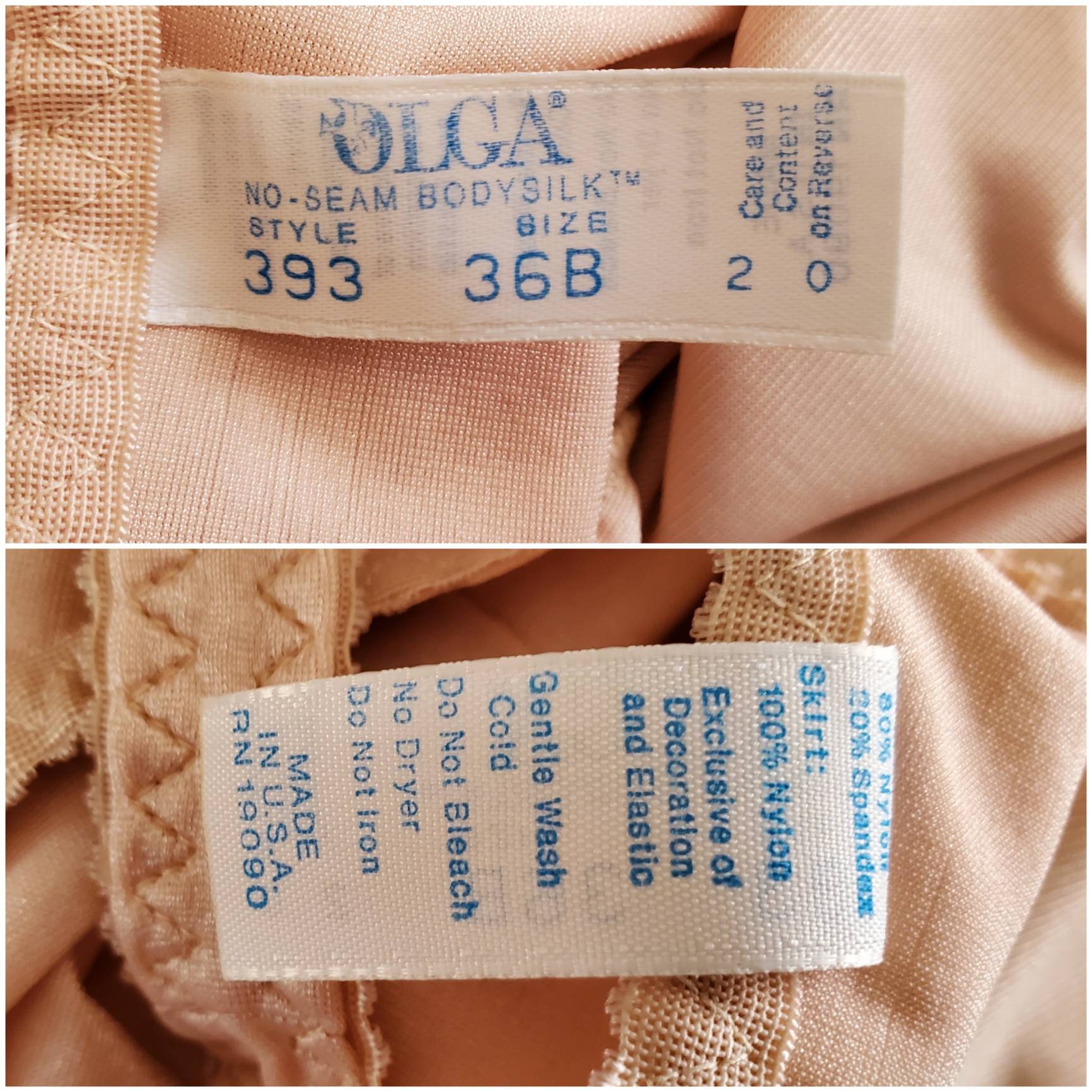 1980's Olga Bodysilk Slip with Built-in Bra 80's Lingerie 80s Slips Women's  Vintage Size Small 34B