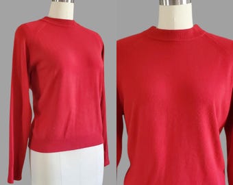 1980s/90s Mock Neck Sweater with Zipper in Back - Vintage Sweater - 80s Does 60s Sweater - Women's Vintage Size Petite XL