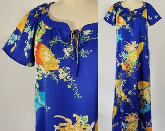1970's Hawaiian Maxi Dress by Malama 70s Boho 70's Resort Wear Women's Vintage Size Small