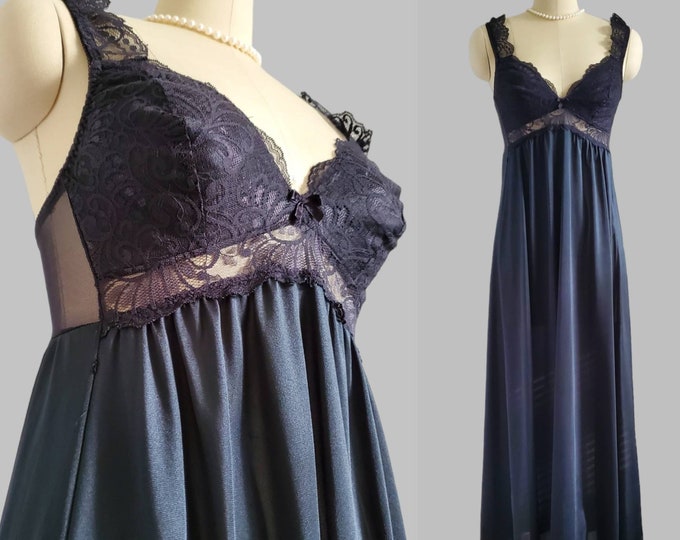 1980's Scassi Nightgown With Builtin Bra 70s Lingerie 70s Women's