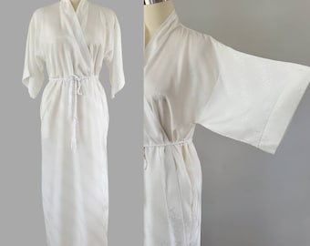 1980s Satin Kimono Style Robe with Belt by Miss Elaine 80s Lingerie 80's Loungewear Women's Vintage Size Medium