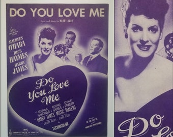 1940's Sheet Music from Do You Love Me? with Maureen O'Hara - 40s Home Decor 40s Movie Memorabilia