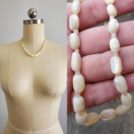 Antique Malabuti Mother of Pearl Beaded Necklace … - image 1