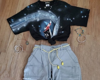 Vintage Disney Fashions Fantsia T-Shirt with All Over Print - Vintage Graphic Tee - Vintage Size Medium