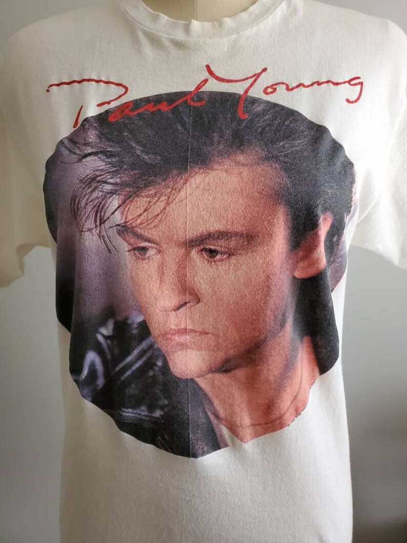 Rare 1985 Paul Young World Tour T-shirt The Nine Go Mad with Davy Crockett 80's Concert Tee 80s Band Tshirt image 4