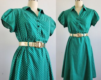 90s Does 30s Cotton Stretchy Day Dress - 90s Dress - 90s Women's Vintage Size XXL