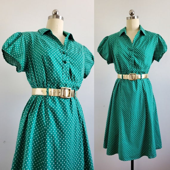 90s Does 30s Cotton Stretchy Day Dress - 90s Dres… - image 1