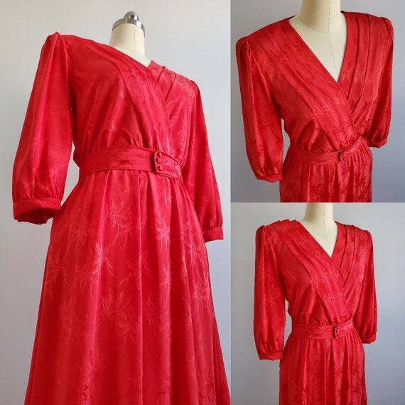 70s Does 40s Dress with Matching Belt - 70s Flora… - image 3