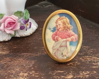 1950s Brass Miniature Picture Frame - Vintage Travel Frame -  50s Decor - Mid-century Home