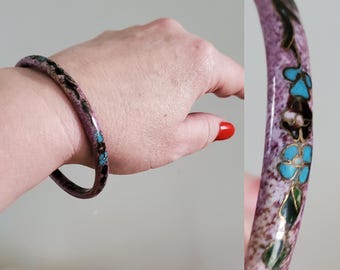1970s Cloissonne Bangle Bracelet - 70s Jewelry - Vintage Bangle - Vintage Accessories