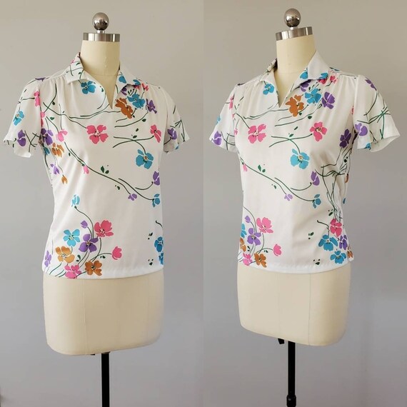 1970's Blair Blouse in Bright Floral Print 70's B… - image 4