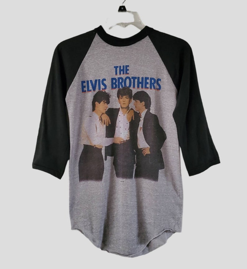 1983 The Elvis Brothers Raglan Sleeve Baseball T-shirt 80's Rock Tee 80s Band Tshirt Size Small image 2