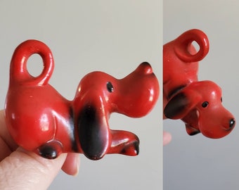 Vintage Miniature Ceramic Red Dog 60s Home Decor 60's Collectibles