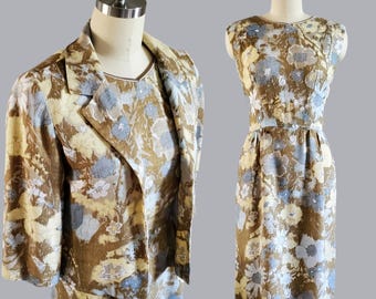 1960s Floral Dress and Matching Jacket Set by R&K Originals- 60s Day Dresses - 60s Women's Vintage Size Large