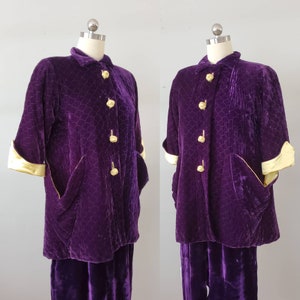 1940's Women's Smoking Jacket and Pants Set Fashioned by Flobért 40s Dressing Gown 40's Loungewear Women's Vintage Size Small image 3