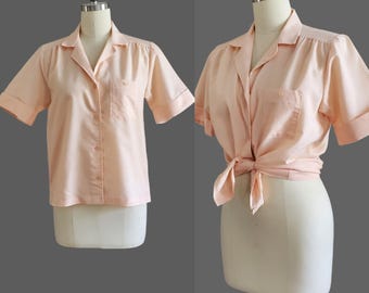Camisa con cuello estilo años 80 de Co's Cob - Blusa estilo años 80 - Talla mediana/grande vintage para mujer de los años 80