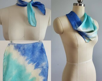 1960s Silk Tie Dyed Scarf - 60s Vintage Accessories - 60s Boho Fashion