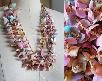 1980's Pastel Shell Necklace 80s Jewelry 80s Chunky Necklace