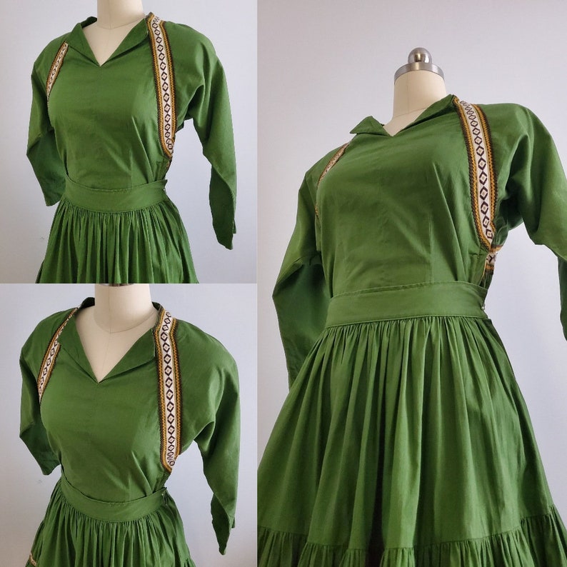 1950s Fiesta Patio Set with Blouse and Circle Skirt by Jones' Western Store 50s Dress Set 50s Women's Vintage Size XS image 4