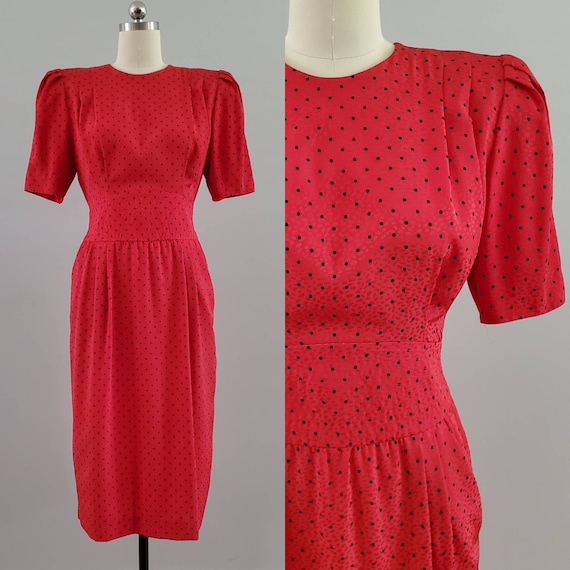 1990s Polka Dot Dress by Liz Claiborne 90s Swing Dress 90's Women's Vintage  Size Large