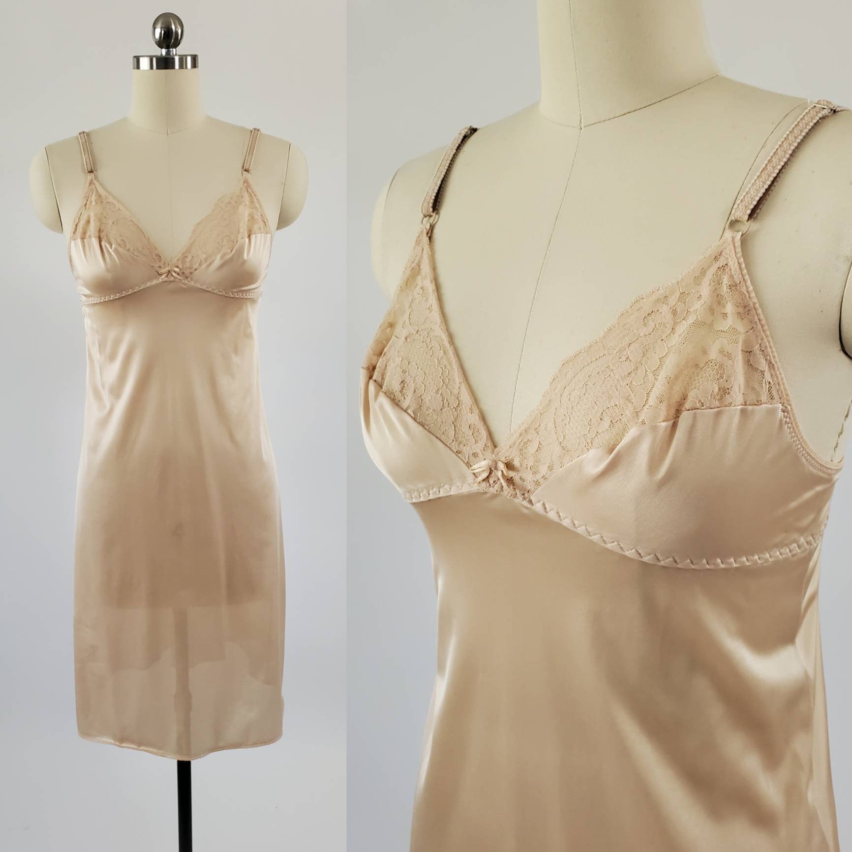 1970s Slip with Built-in Bra 70's Lingerie 70s Women's Vintage Size 34A