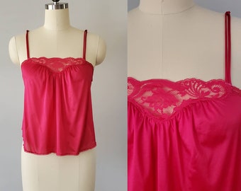 1970's Hot Pink Camisole by Miss Elaine 70's Lingerie 70s Women's Vintage Size Medium